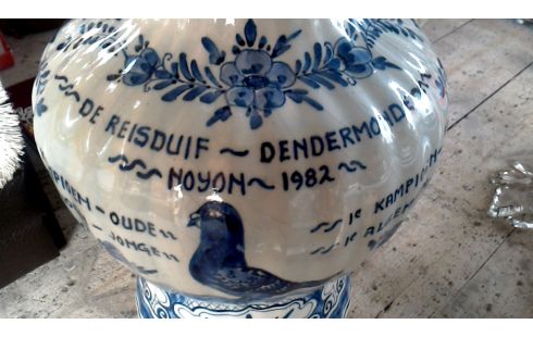 VASE DELFT GROSSES MODELL WEISS BLAU