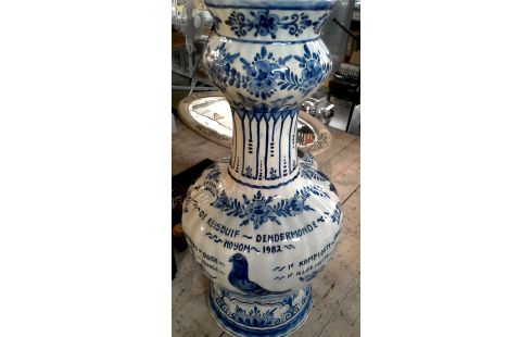 VASE DELFT GROSSES MODELL WEISS BLAU