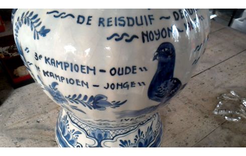 VASE DELFT GROSSES MODELL WEISS BLAU