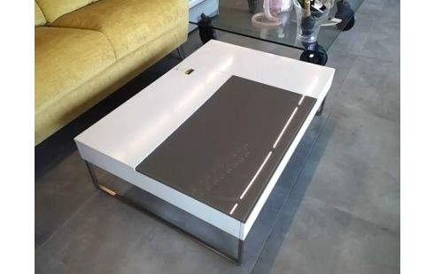 TABLE BASSE AMOVIBLE BI COLORE  BLANC/TAUPE
