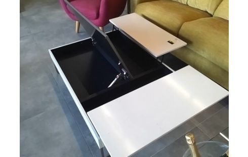 TABLE BASSE AMOVIBLE BI COLORE  BLANC/TAUPE