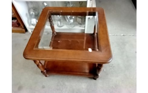 TABLE BASSE BOIS VERNIS VERRE