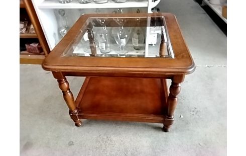 TABLE BASSE BOIS VERNIS VERRE