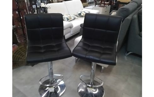 TABOURET DE BAR SIMILI CUIR NOIR/BLANC