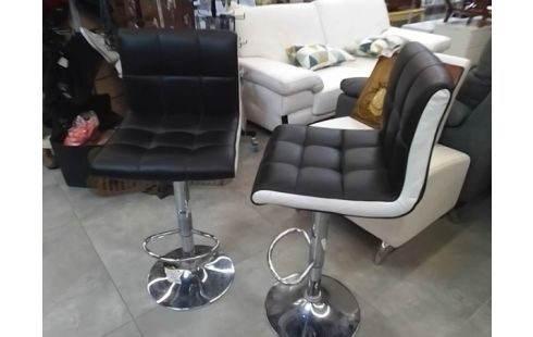 TABOURET DE BAR SIMILI CUIR NOIR/BLANC
