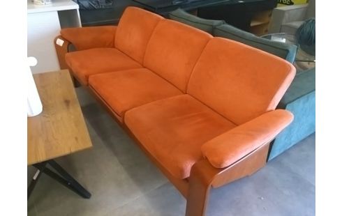 SALON 2 CANAPES TISSU ORANGE STRESSLESS