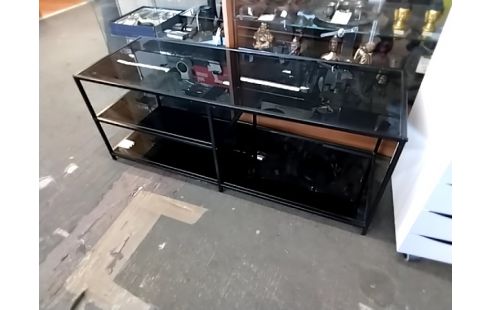 MEUBLE TV NOIR VERRE ET METAL