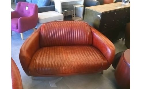 BANQUETTE DC3 ST AVIATEUR 1930 CUIR ROUGE / METAL RIVETS