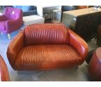 BANQUETTE DC3 ST AVIATEUR 1930 CUIR ROUGE / METAL RIVETS