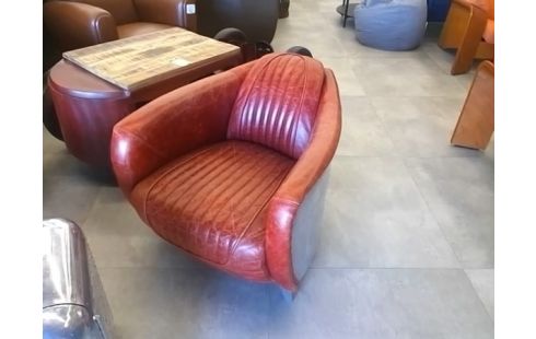 FAUTEUIL DC3 ST AVIATEUR 1930 CUIR ROUGE/ METAL RIVETS