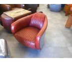 FAUTEUIL DC3 ST AVIATEUR 1930 CUIR ROUGE/ METAL RIVETS