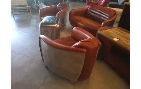 FAUTEUIL DC3 ST AVIATEUR 1930 CUIR ROUGE/ METAL RIVETS