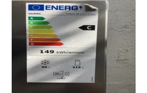 REFRIGERATEUR VALBERG GRIS COMBI CS 315