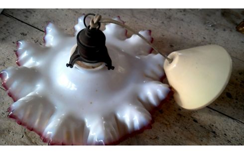 SUSPENSION BLANCHE ROUGE, , OPALINE ANTIQUE