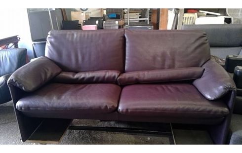 CANAPE CUIR LEOLUX  AUBERGINE