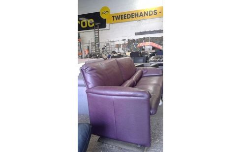 CANAPE CUIR LEOLUX  AUBERGINE