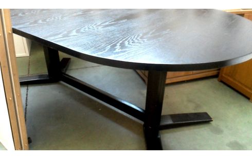 TABLE DE SALLE A MANGER OVALE NOIR, , BOIS ALLONGE