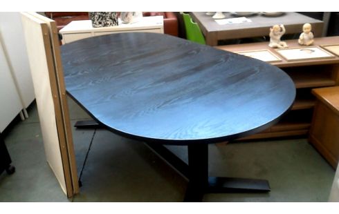 TABLE DE SALLE A MANGER OVALE NOIR, , BOIS ALLONGE