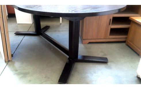 TABLE DE SALLE A MANGER OVALE NOIR, , BOIS ALLONGE