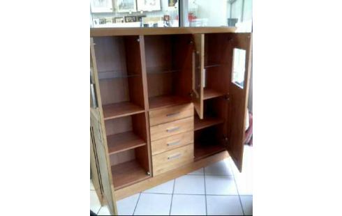 VITRINE/HIGHBOARD HOLZ 3-TÜREN 4-SCHUBL.