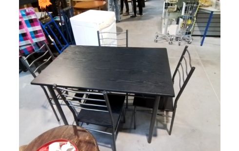 TABLE + CHAISES BOIS NOIR
