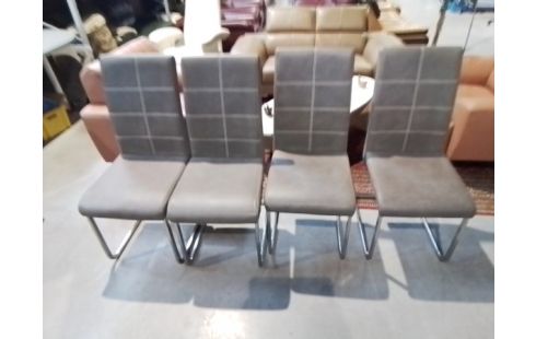 CHAISE SALON PIEDS CHROMÉ SIMILI GRIS