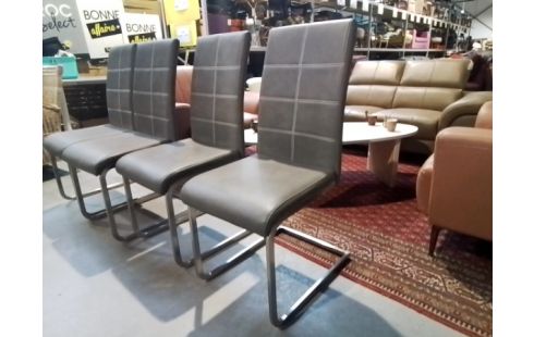 CHAISE SALON PIEDS CHROMÉ SIMILI GRIS