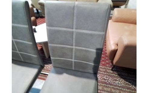 CHAISE SALON PIEDS CHROMÉ SIMILI GRIS