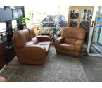 SALON 2+1+1 GROS CUIR BRUN