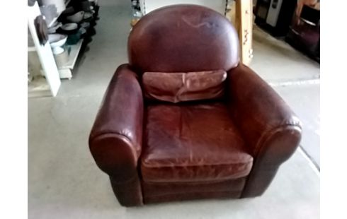 FAUTEUIL CLUB CUIR MARRON