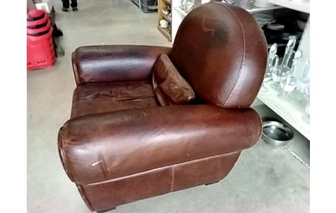 FAUTEUIL CLUB CUIR MARRON