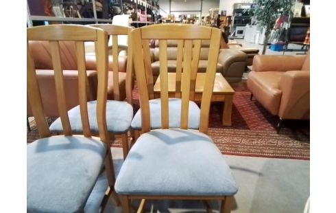 LOT DE 4 CHAISES DOSSIER HAUT ASSISE BLEU