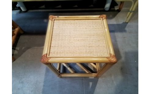 BOUT DE CANAPE ROTIN TRESSÉ JAUNE