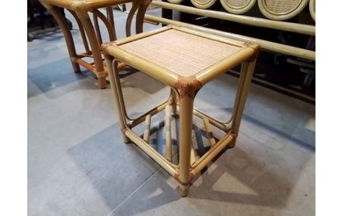 BOUT DE CANAPE ROTIN TRESSÉ JAUNE