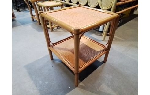 BOUT DE CANAPE ROTIN TRESSÉ ORANGE