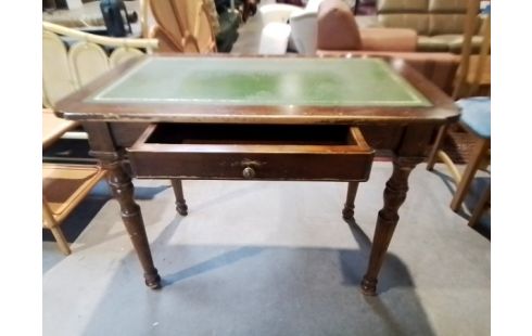 BUREAU DESSUS CUIR VERT 1 TIROIR