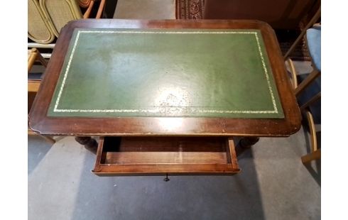 BUREAU DESSUS CUIR VERT 1 TIROIR