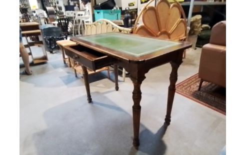 BUREAU DESSUS CUIR VERT 1 TIROIR