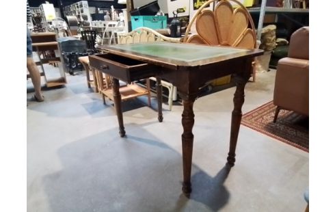 BUREAU DESSUS CUIR VERT 1 TIROIR