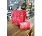 SAC A MAIN SEAU CUIR ROUGE LANCEL +PORTE MONNAIE
