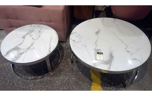TABLE GIGOGNE RONDE DESSUS MARBRE BLANC