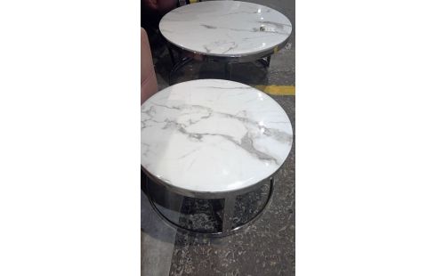 TABLE GIGOGNE RONDE DESSUS MARBRE BLANC