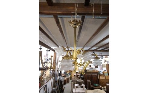 LUSTRE BRONZE TULIPES VERRES