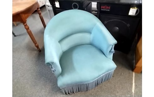 FAUTEUIL CRAPAUD TISSU BLEU