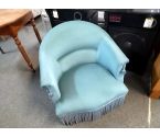 FAUTEUIL CRAPAUD TISSU BLEU