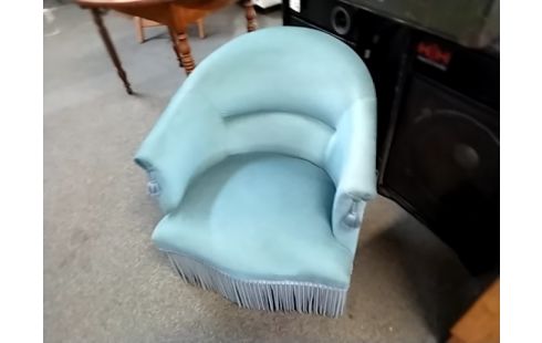 FAUTEUIL CRAPAUD TISSU BLEU