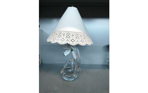LAMPE CRISTAL METAL BLANC