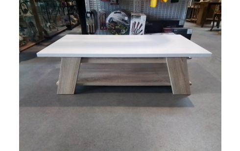 TABLE BASSE BLANCHE PIED BOIS
