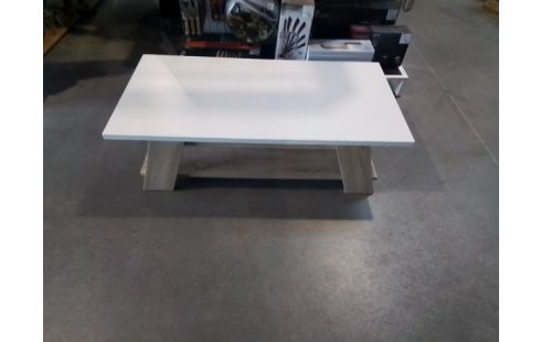 TABLE BASSE BLANCHE PIED BOIS