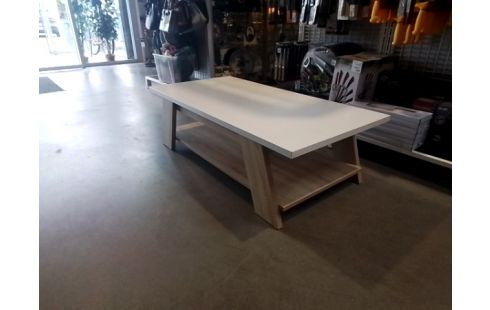 TABLE BASSE BLANCHE PIED BOIS
